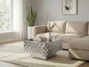 FINEBUY Couchtisch FB77628 Quadratisch Silber Gehämmerte Optik Bild 1