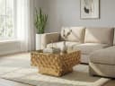 FINEBUY Couchtisch FB77627 Quadratischer Sofatisch 60cm Gold Hammerschlag Bild 1