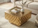 FINEBUY Couchtisch FB77627 Quadratischer Sofatisch 60cm Gold Hammerschlag Bild 4