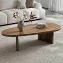 FINEBUY Couchtisch oval 120cm Mango Massivholz Braun Modern Bild 1
