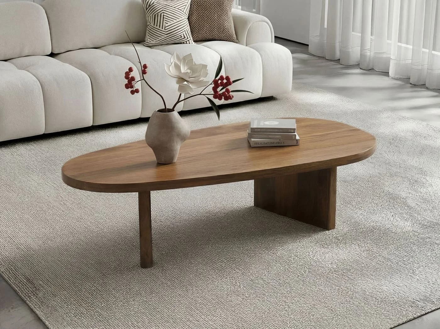FINEBUY Couchtisch oval 120cm Mango Massivholz Braun Modern - Bild 2
