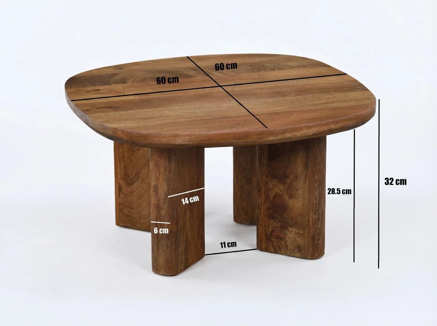 Couchtisch Mango Massivholz 60cm Quadratisch - Bild 4