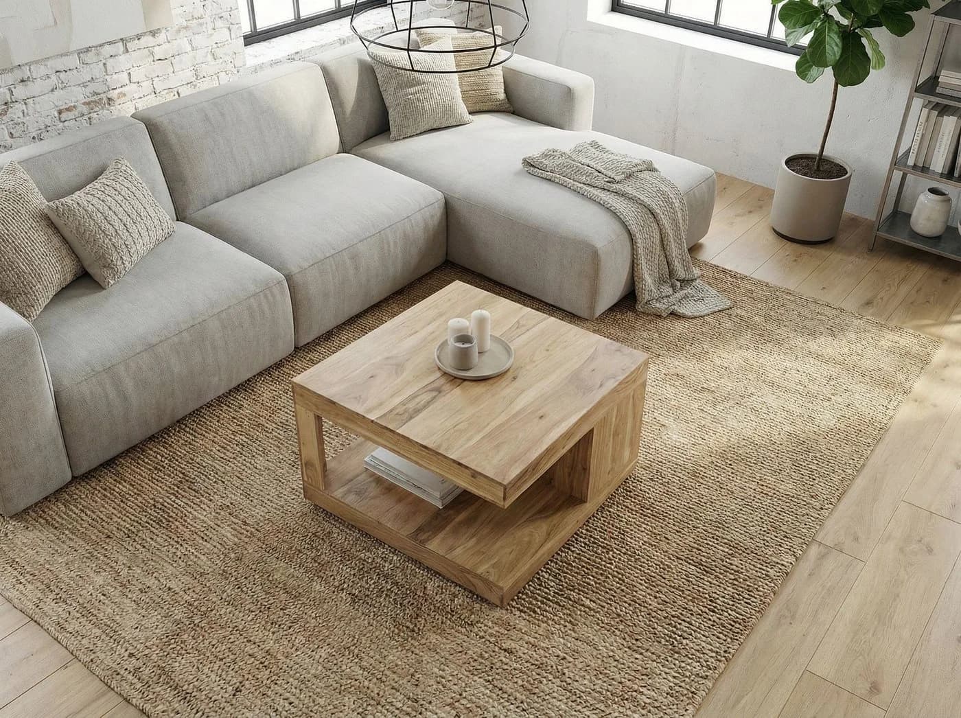 FINEBUY Couchtisch Akazie Massivholz 60cm Braun Modern - Bild 4