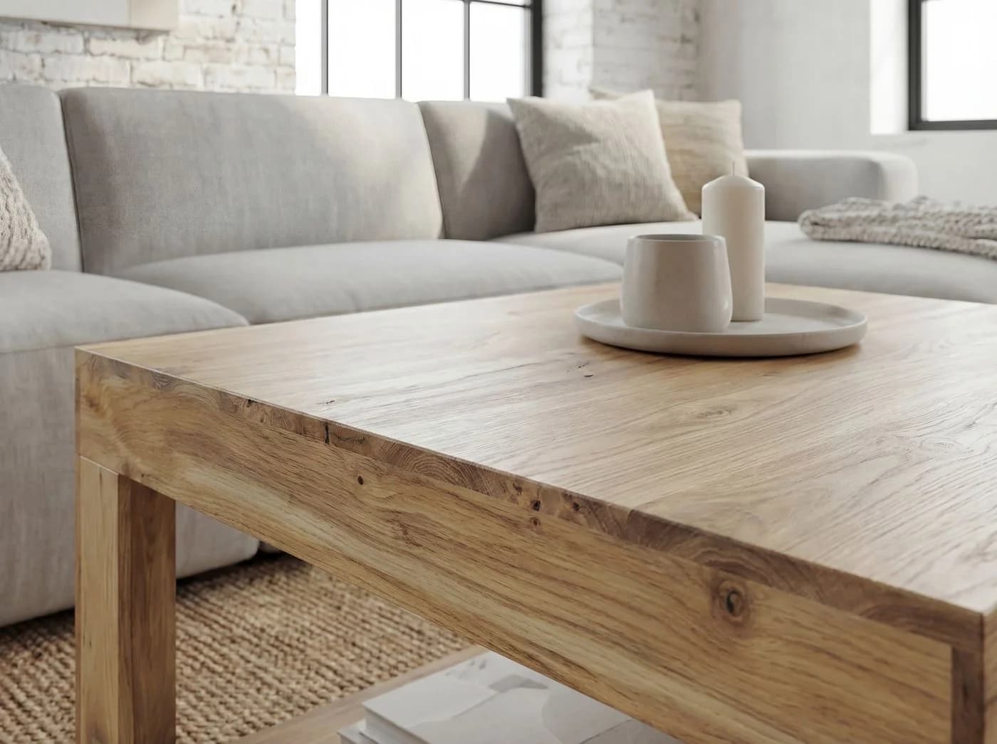 FINEBUY Couchtisch Akazie Massivholz 60cm Braun Modern - Bild 5