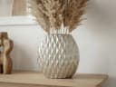 FINEBUY Dekovase 33,5cm Metall Silber 3D-Rautenmuster Bild 4