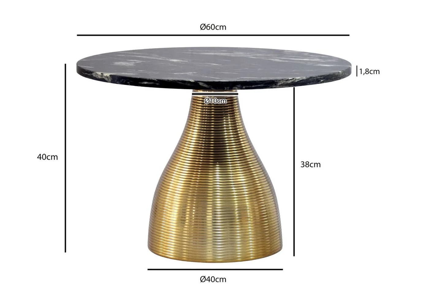 FINEBUY Couchtisch Marmorplatte Schwarz Gold Aluminium - Bild 3