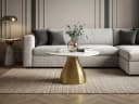 FINEBUY Couchtisch FB77369 Marmorplatte weiß goldenes Aluminium Bild 1