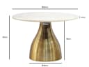 FINEBUY Couchtisch FB77369 Marmorplatte weiß goldenes Aluminium Bild 3