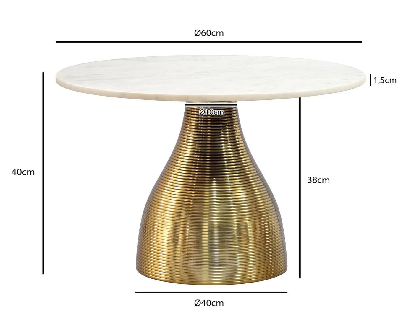 FINEBUY Couchtisch FB77369 Marmorplatte weiß goldenes Aluminium - Bild 3