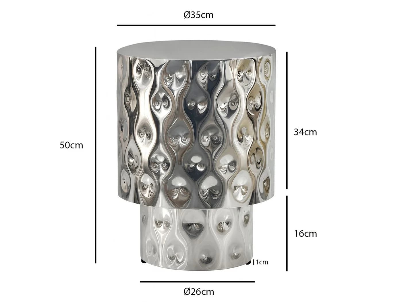 FINEBUY Beistelltisch Silber Aluminium Hammerschlag - Bild 3