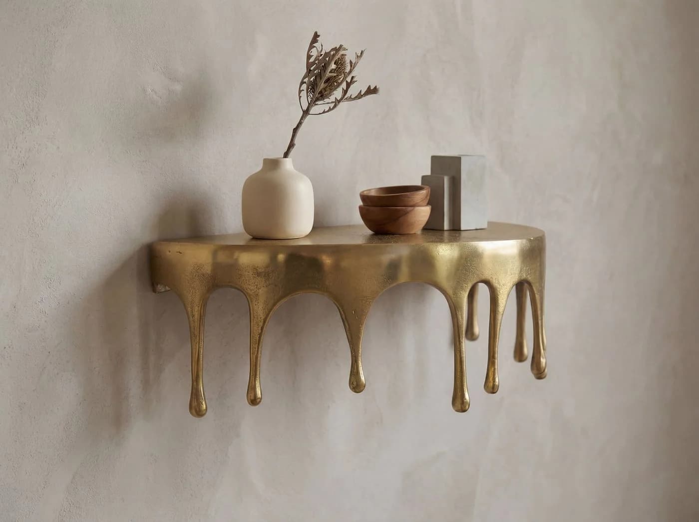 FINEBUY Wandregal Aluminium Gold Tropfenoptik Hängeregal