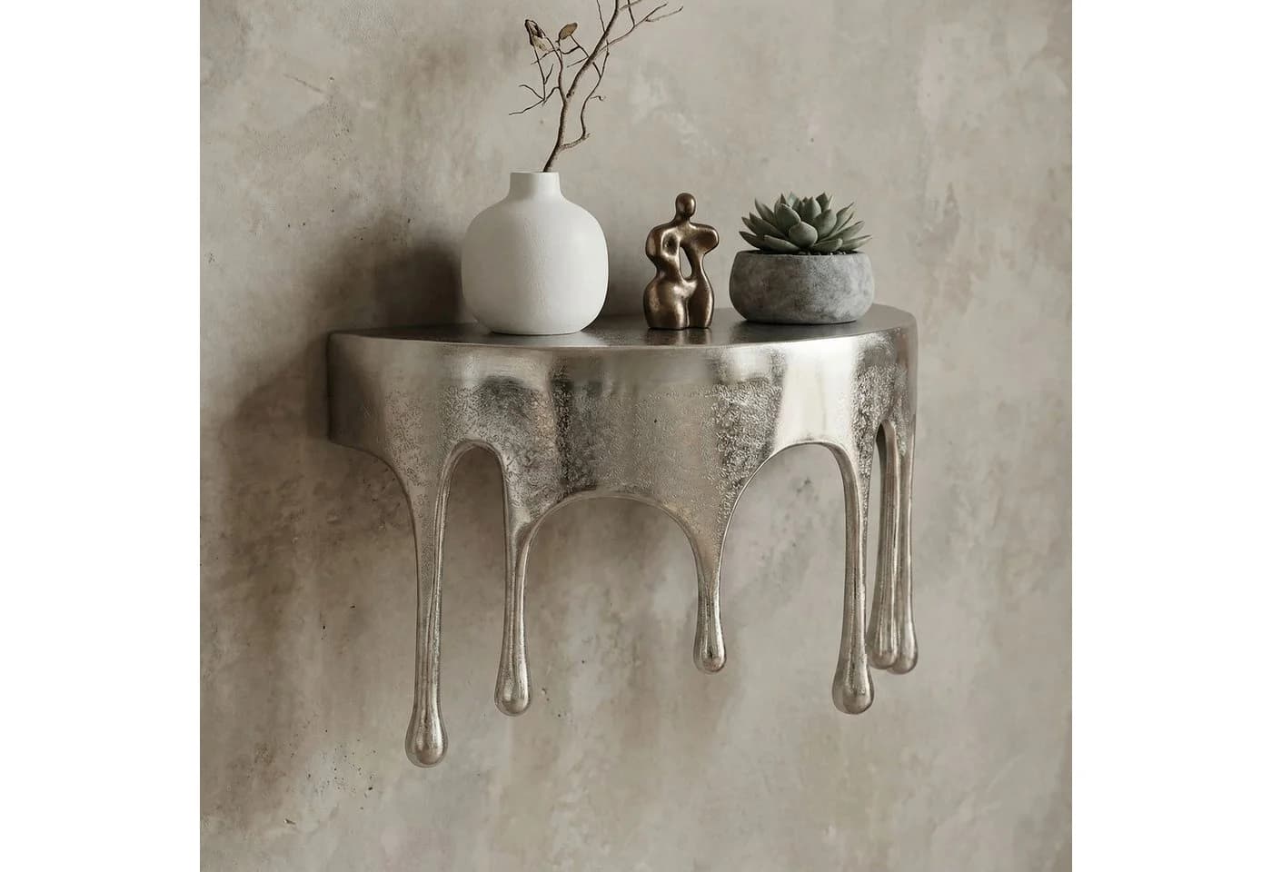 FINEBUY Wandregal Aluminium Silber Tropfenoptik Hängeregal - Bild 2