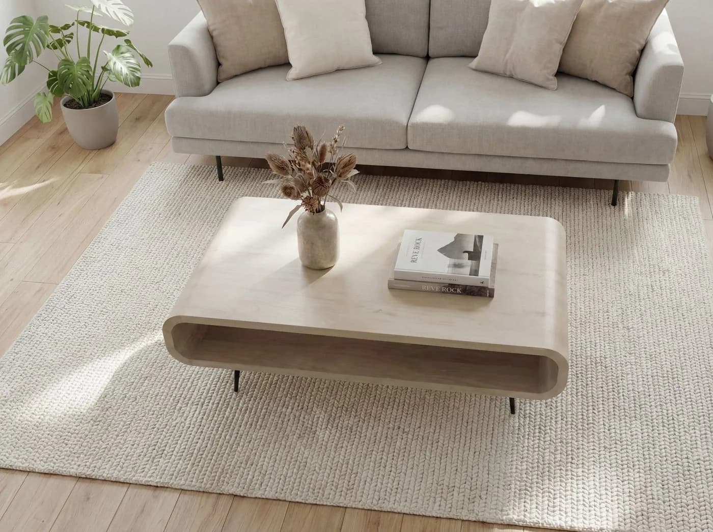 FINEBUY Couchtisch FB116759 Massivholz Weiß Schwarz - Bild 5