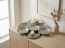 FINEBUY Dekoschale Silber Aluminium 44cm Rund Extravagant Bild 1