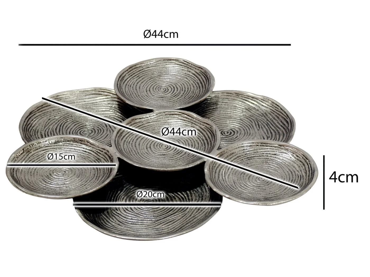 FINEBUY Dekoschale Silber Aluminium 44cm Rund Extravagant - Bild 3