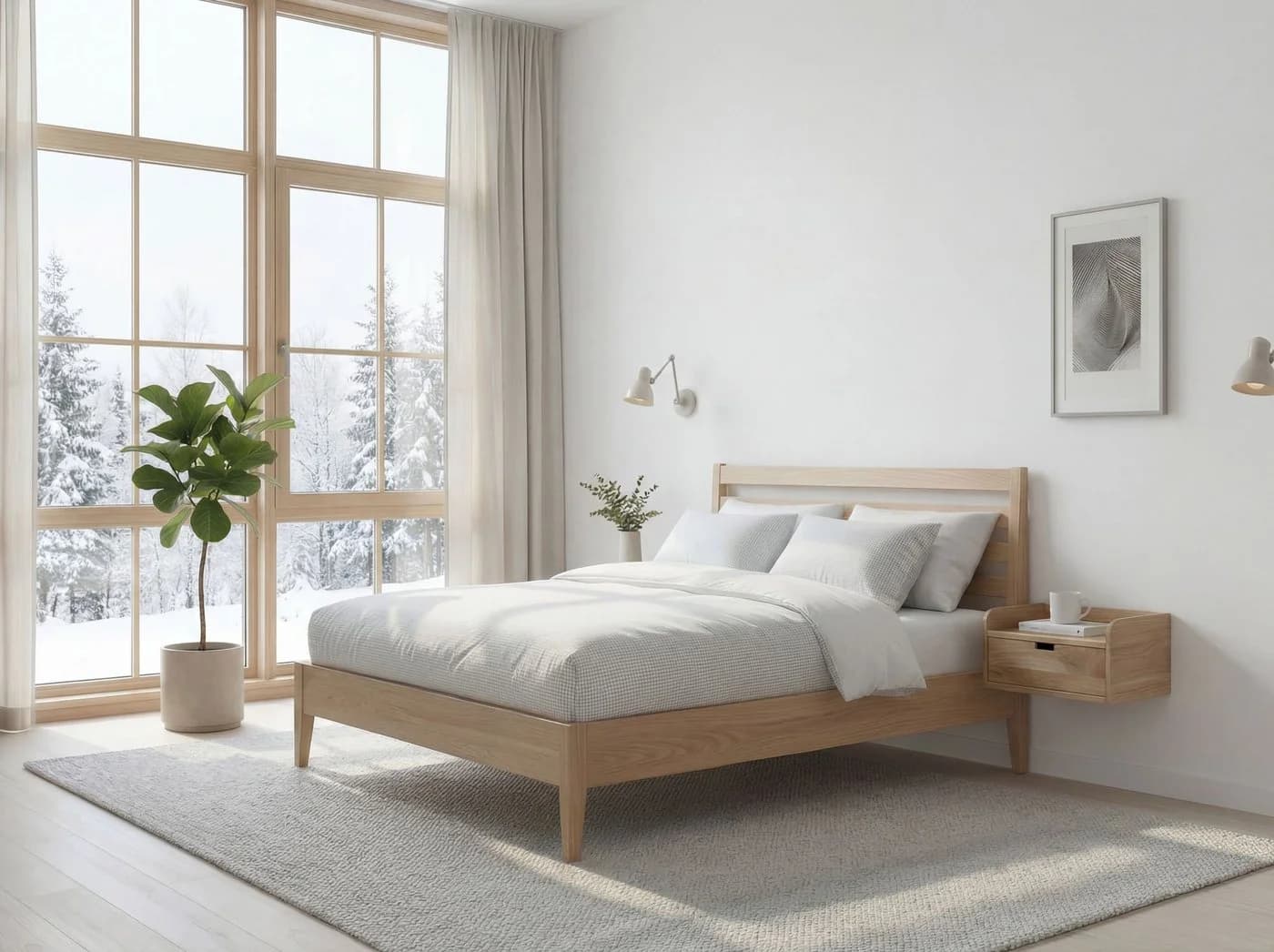 FINEBUY Wandnachttisch Akazie Braun Schwebend - Bild 5