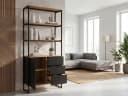 FINEBUY Bücherregal Industrial Eiche Schwarz Metall Bild 4