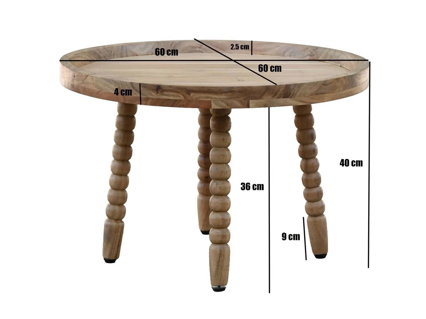 FINEBUY Couchtisch FB117841 Massivholz Braun - Bild 3