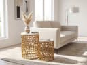FINEBUY Satztisch 2er Set Couchtisch Gold Marmor Modern Bild 1