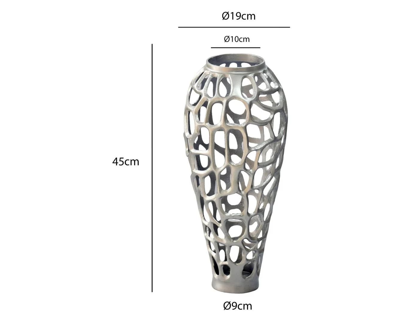 FINEBUY Bodenvase 45 cm Silber Aluminium Skulpturale Dekovase - Bild 3