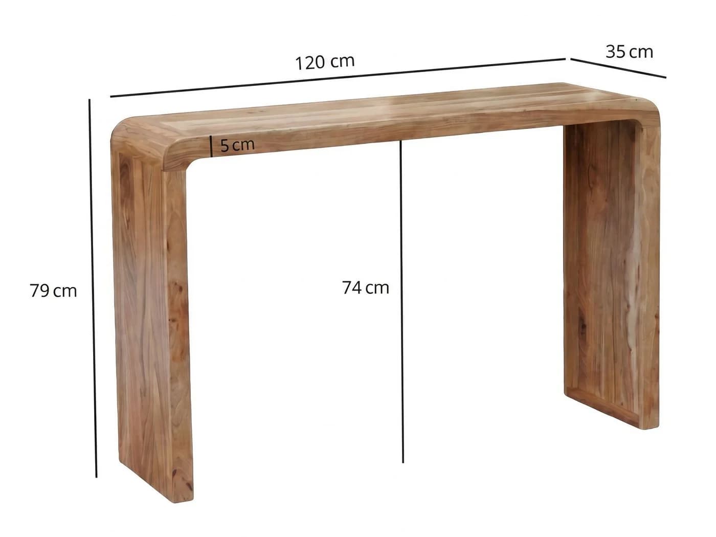 FINEBUY Konsolentisch Akazie Massivholz Braun Modern - Bild 3