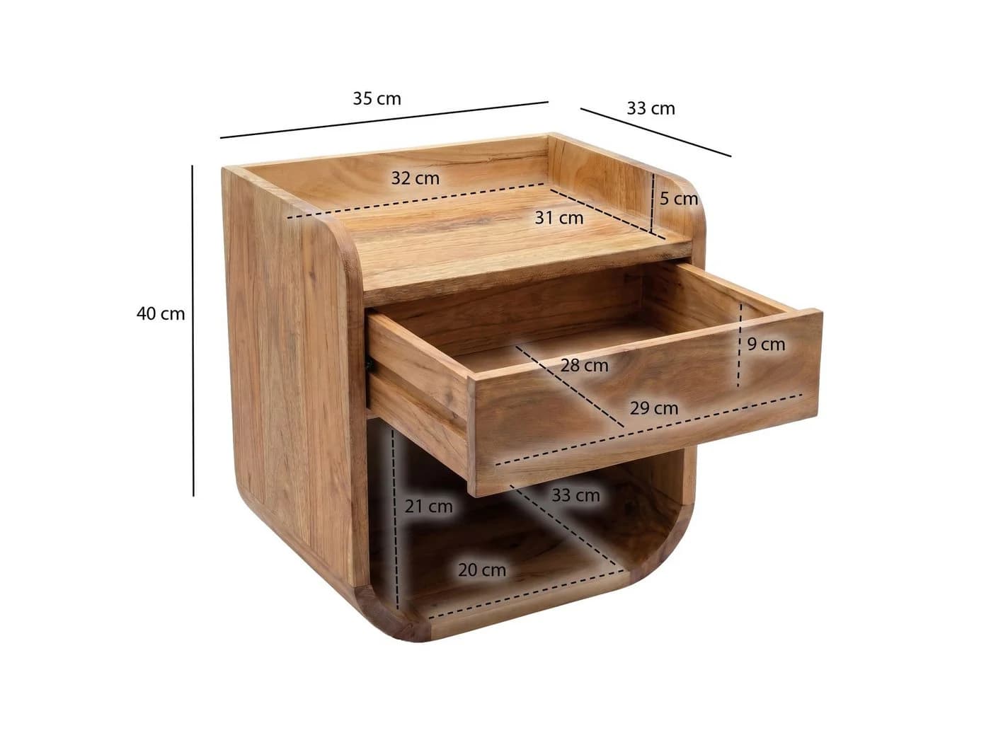 FINEBUY Wandnachttisch Akazie Braun Modern - Bild 3