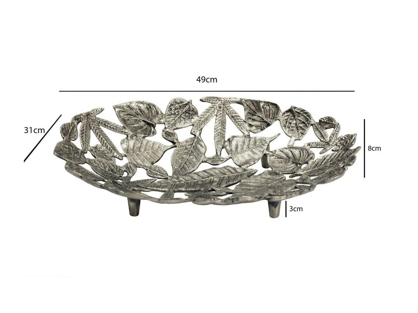 FINEBUY Dekoschale Oval Silber Aluminium 49cm - Bild 3