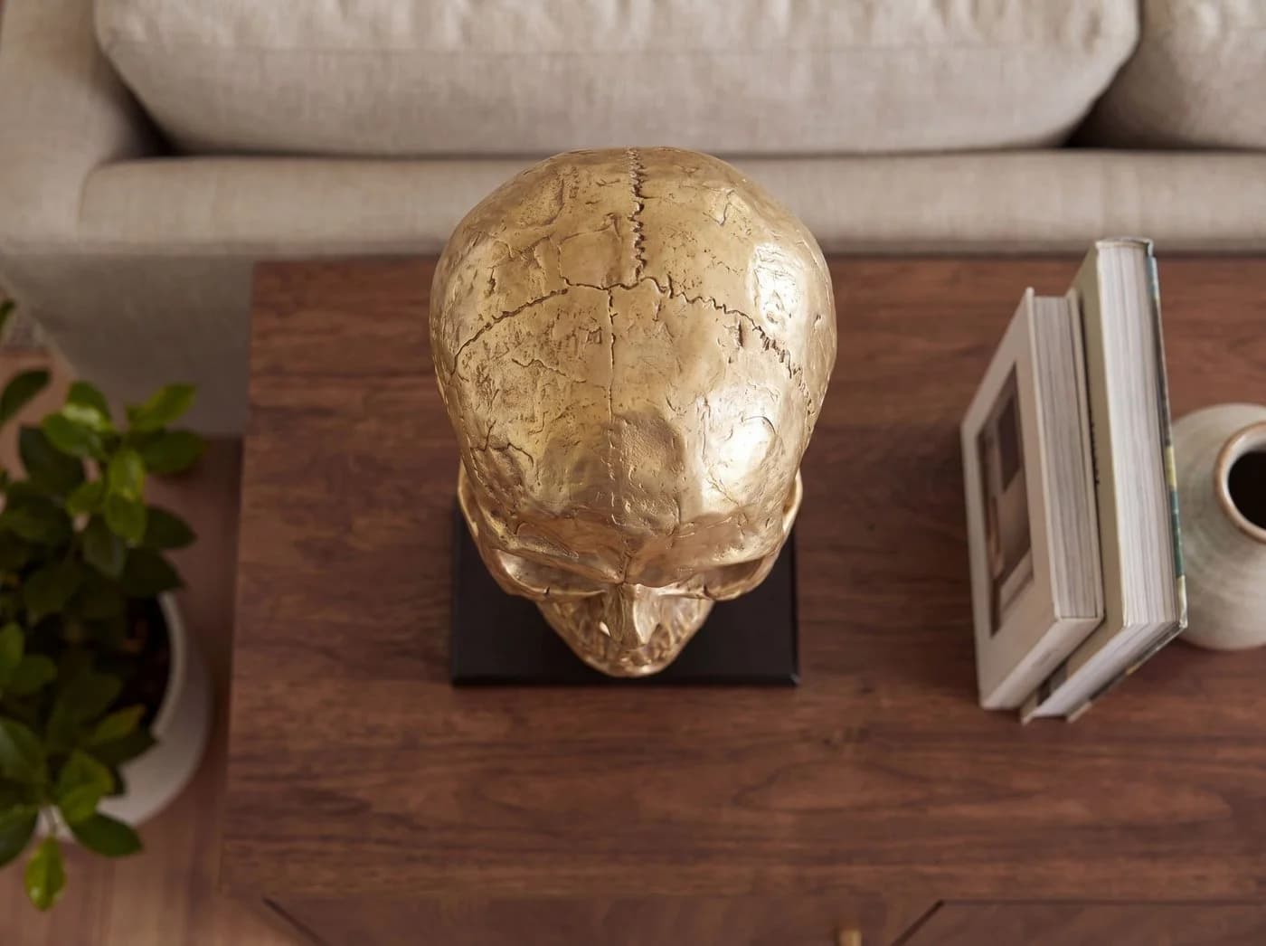 FINEBUY Dekofigur Totenkopf 57cm Aluminium Gold - Bild 5