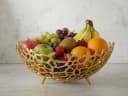 FINEBUY Obstschale Aluminium Gold 46cm Korallenoptik Bild 1