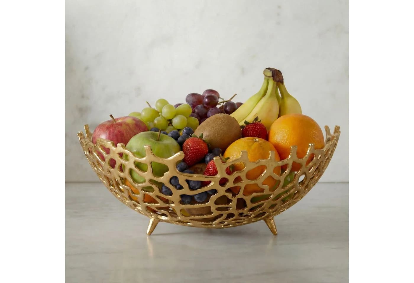 FINEBUY Obstschale Aluminium Gold 46cm Korallenoptik - Bild 2