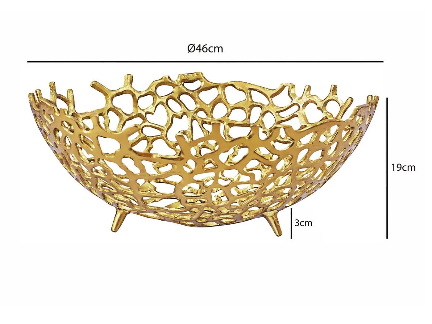 FINEBUY Obstschale Aluminium Gold 46cm Korallenoptik - Bild 3