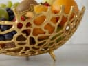 FINEBUY Obstschale Aluminium Gold 46cm Korallenoptik Bild 5