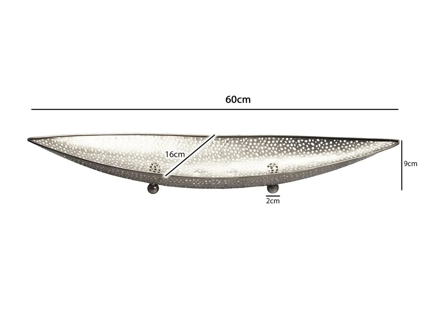 FINEBUY Obstschale Silber 60cm Metall Dekoschale mit Lochoptik - Bild 3