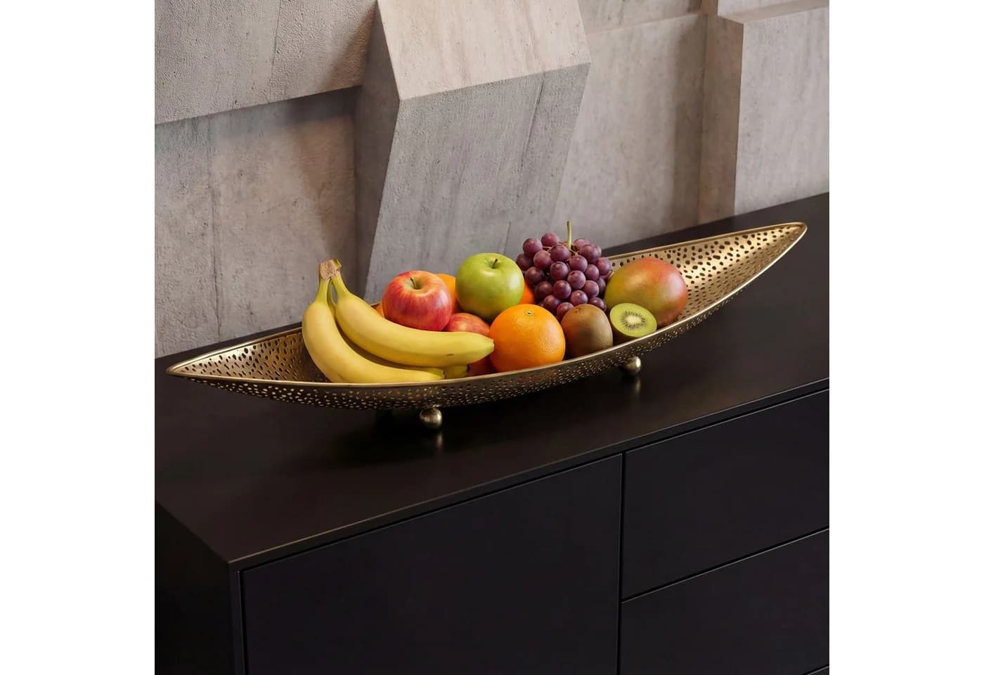 FINEBUY Obstschale Metall 60cm Oval Dekoschale Obstkorb - Bild 2