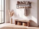 FINEBUY Wandgarderobe 100cm Massivholz Metall mit 5 Haken Bild 1