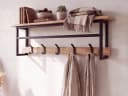 FINEBUY Wandgarderobe 100cm Massivholz Metall mit 5 Haken Bild 5