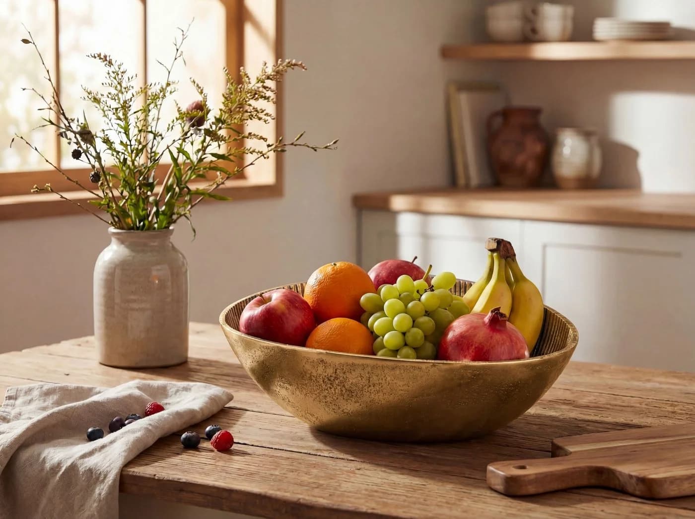 FINEBUY Obstschale Oval Aluminium Gold 30cm
