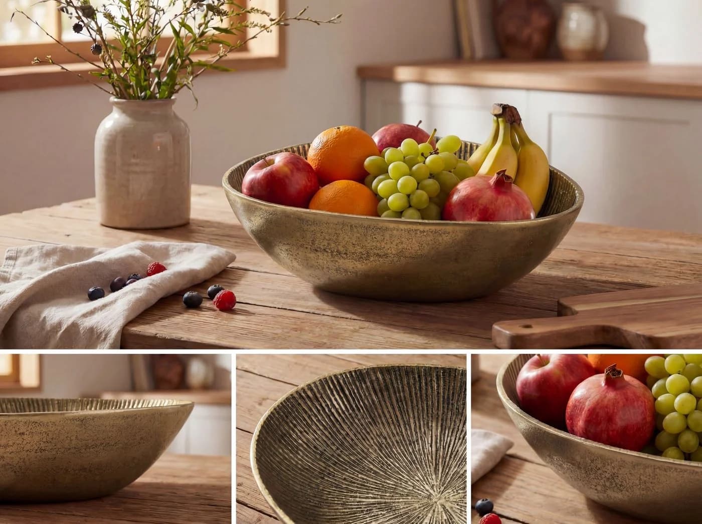 FINEBUY Obstschale Oval Aluminium Gold 30cm - Bild 5