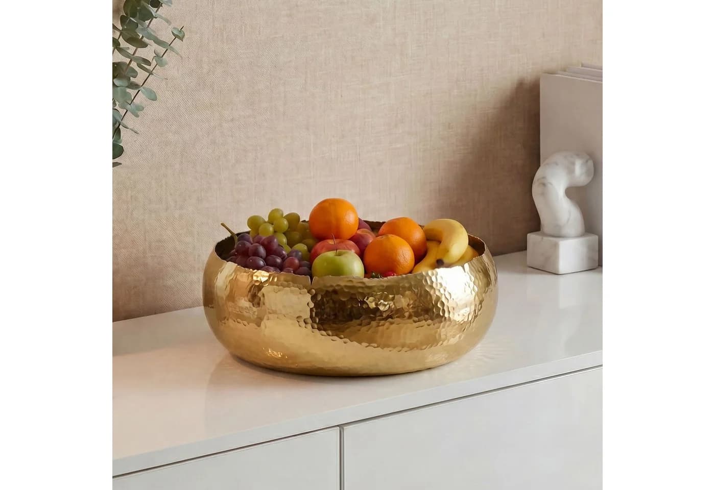 FINEBUY Aluminium Obstschale Gold 35cm mit Hammerschlag-Optik - Bild 2