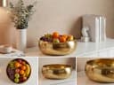 FINEBUY Aluminium Obstschale Gold 35cm mit Hammerschlag-Optik Bild 4