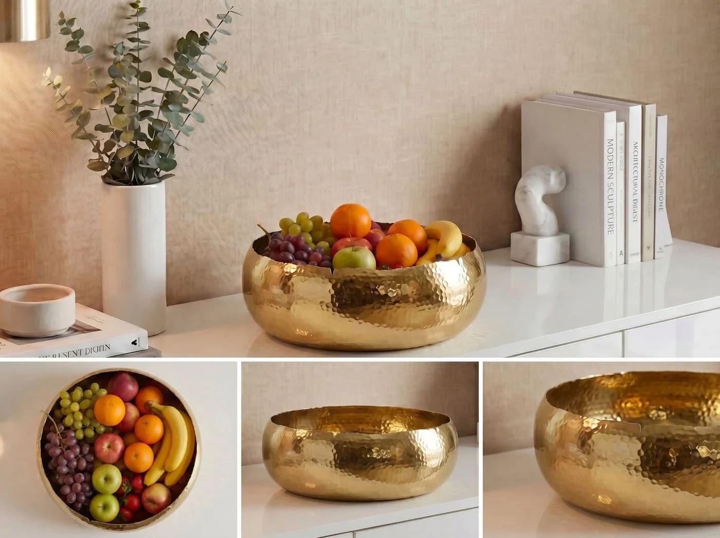 FINEBUY Aluminium Obstschale Gold 35cm mit Hammerschlag-Optik - Bild 4