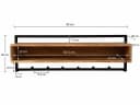 FINEBUY Wandgarderobe 90cm mit 6 Haken & Ablage Massivholz Metall Bild 4