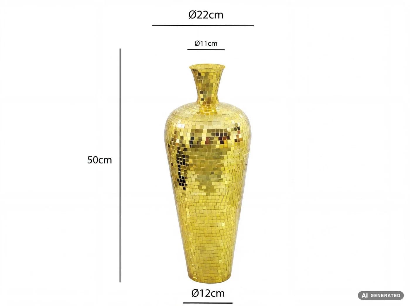 FINEBUY Bodenvase Gold Aluminium Mosaik-Design - Bild 3