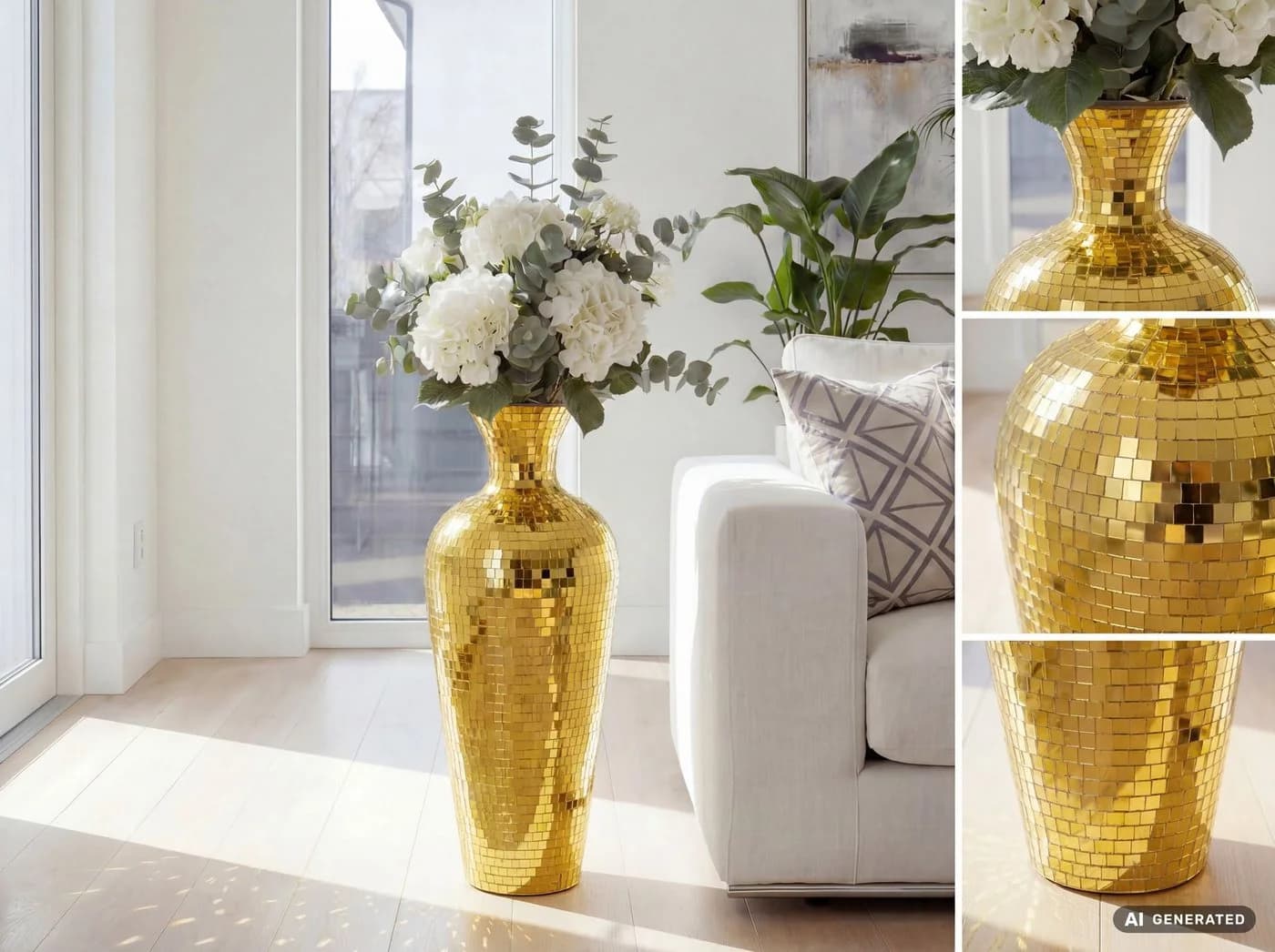 FINEBUY Bodenvase Gold Aluminium Mosaik-Design - Bild 5