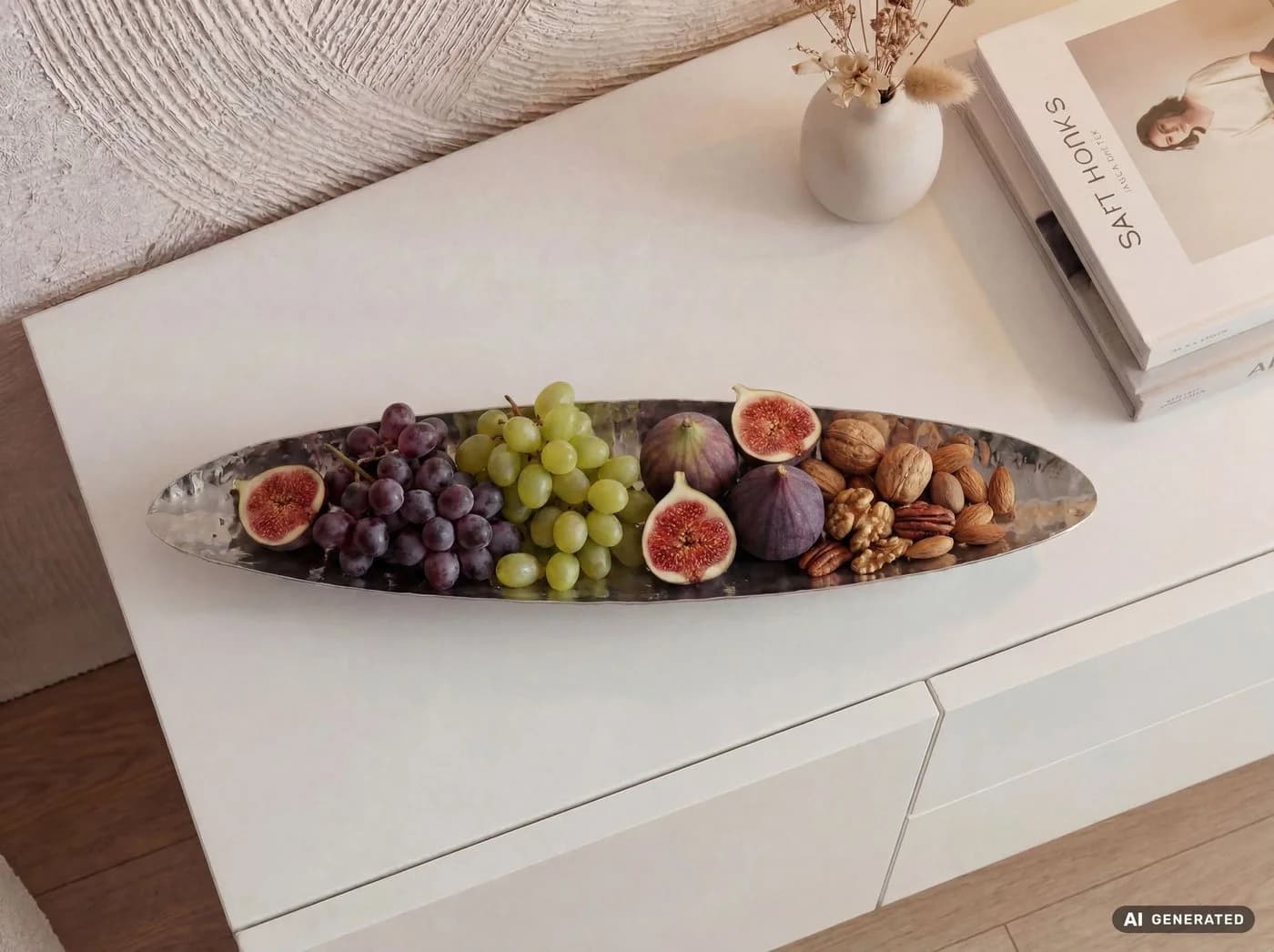 FINEBUY Obstschale Aluminium Silber 65,5cm Bootform - Bild 4
