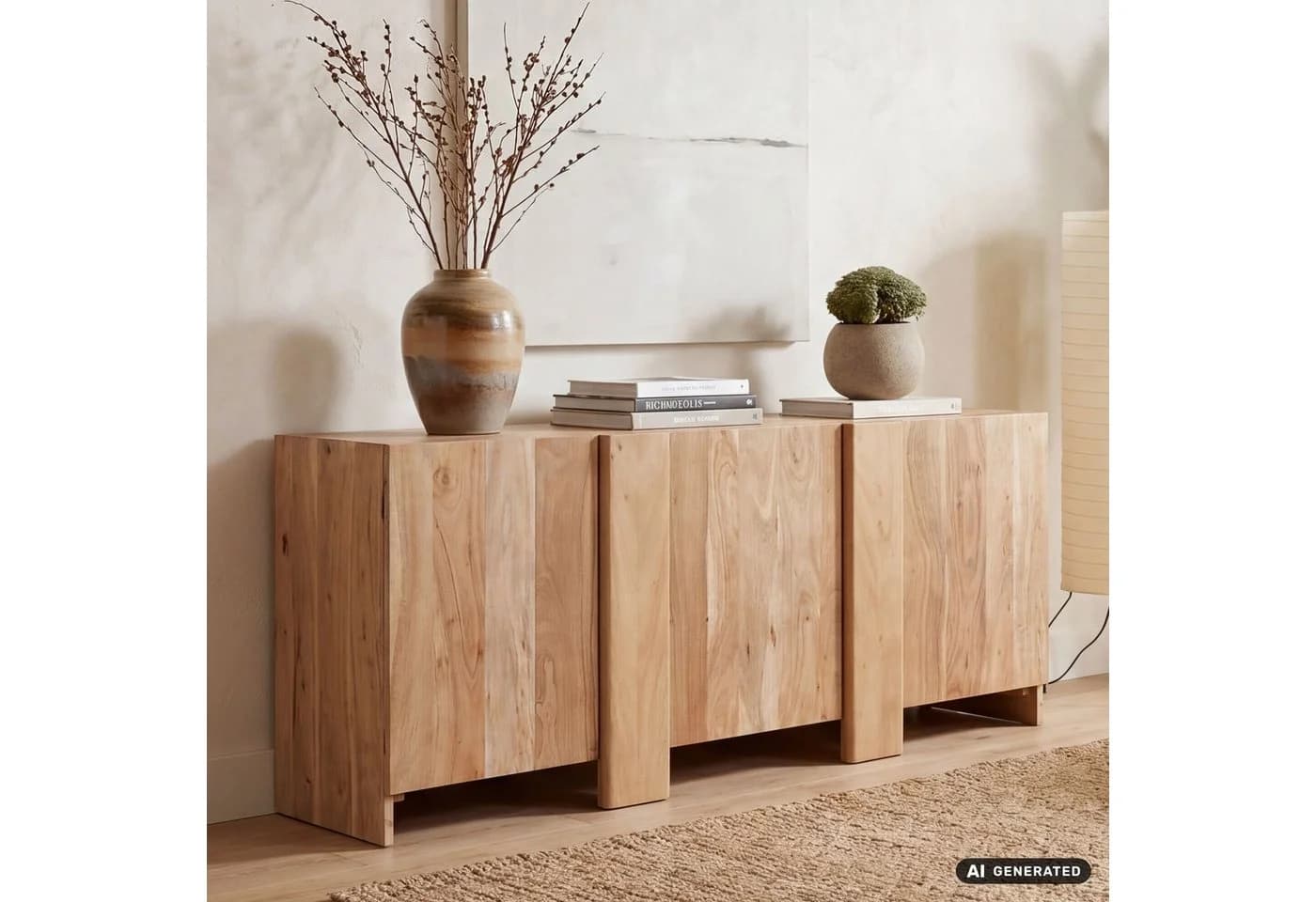 FINEBUY Sideboard 165cm Massivholz Akazienbraun Modern - Bild 2