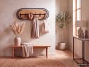 FINEBUY Wandgarderobe 120cm Massivholz Metall Braun Schwarz Bild 1
