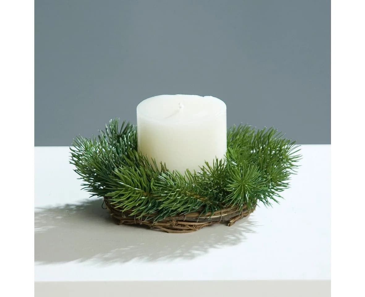 Winterliche Kunstpflanze Tannen-Kerzenring 16 cm, mucPlants