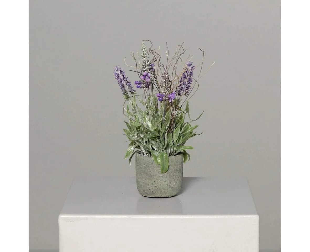 mucPlants Künstlicher Lavendel mit Zementtopf