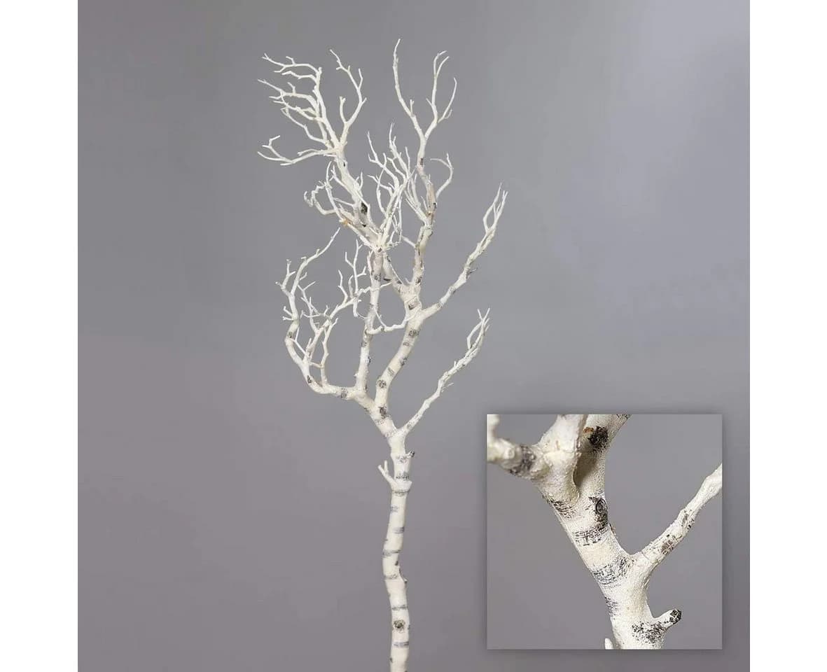 mucPlants Winterlicher Kunstast Weiß 90cm Naturgetreuer Dekozweig
